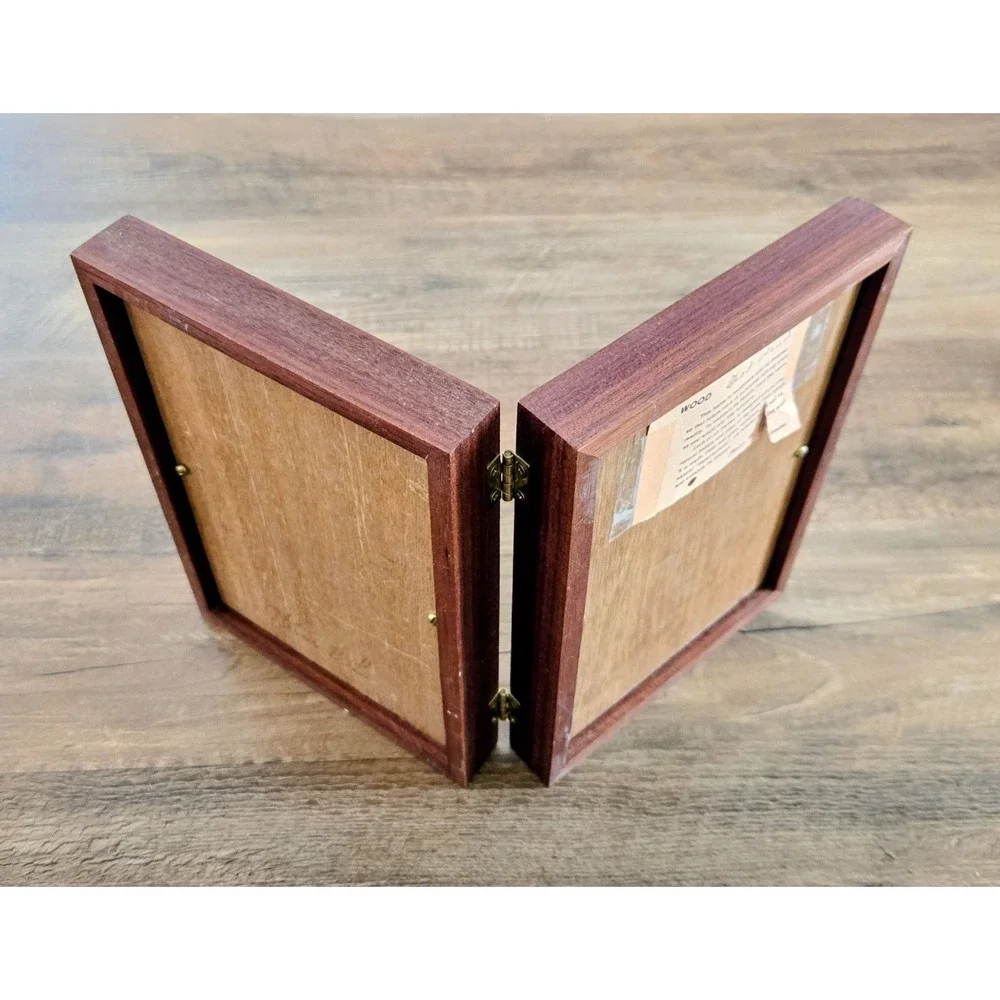 VTG Handcrafted Blood Wood Hinged Double 4x6 Photo Frame By Steven B. Levine